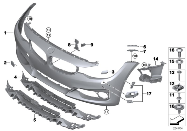 2013 BMW 328i GT Support, Fog Lamp Left Diagram for 51117293799