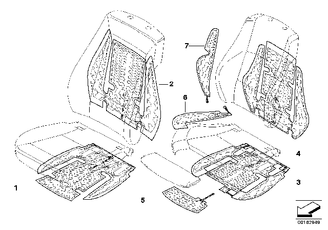 2011 BMW 1 Series M  Heating Element, Basic Backrest Diagram for 64117140542