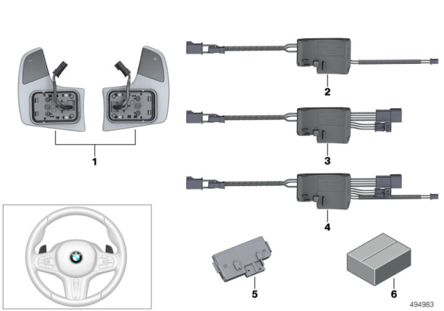 2019 BMW 330i Set, Shift Paddles Diagram for 61319372496