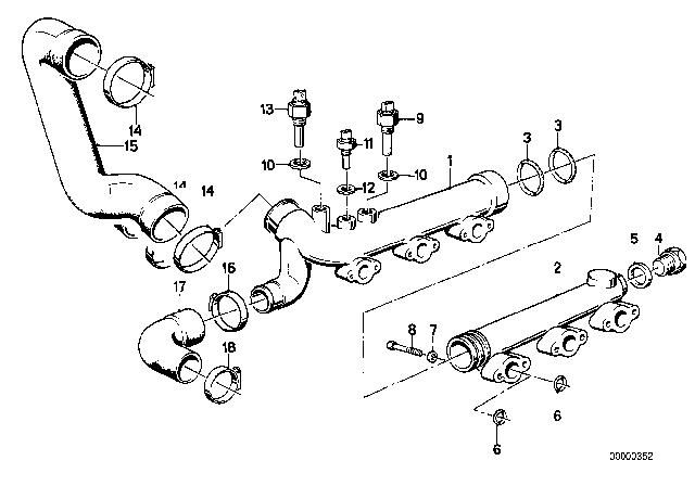1988 BMW M6  Temperature Sending Unit/Warning Contact Diagram for 12621716137