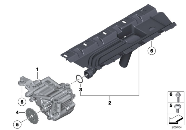 2013 BMW 535i xDrive  Set Of Aluminium Screws Oil Pump Diagram for 11412165397