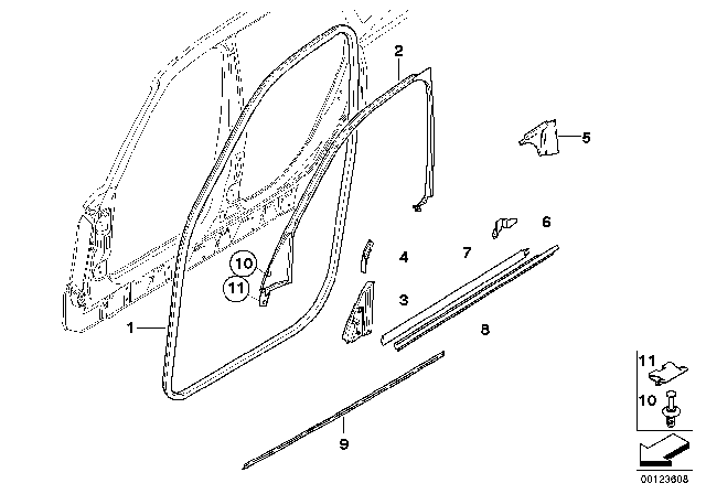 2008 BMW X3  Channel Cover, Exterior, Door, Front Left Diagram for 51333330177