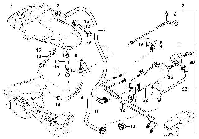 2003 BMW 330xi  Vent Pipe Diagram for 16131183895