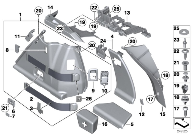 2013 BMW 535i GT  Panel Wheel Housing Part.Trunk Right Diagram for 51479167396