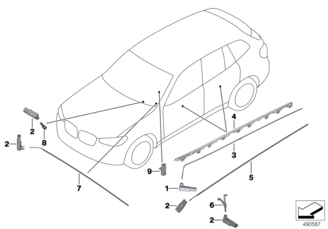 2020 BMW X3 Optical Conductor. Contour Line Door, Left Diagram for 63316824249