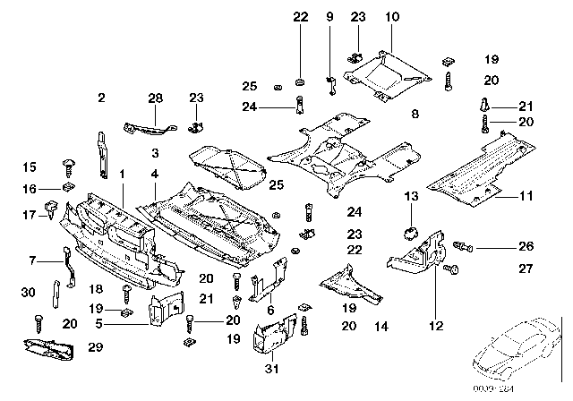 1999 BMW 740iL Expanding Rivet Diagram for 17111712963