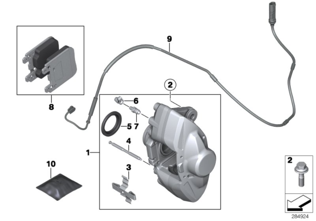 2017 BMW M240i xDrive Brake Caliper Left Diagram for 34216860737