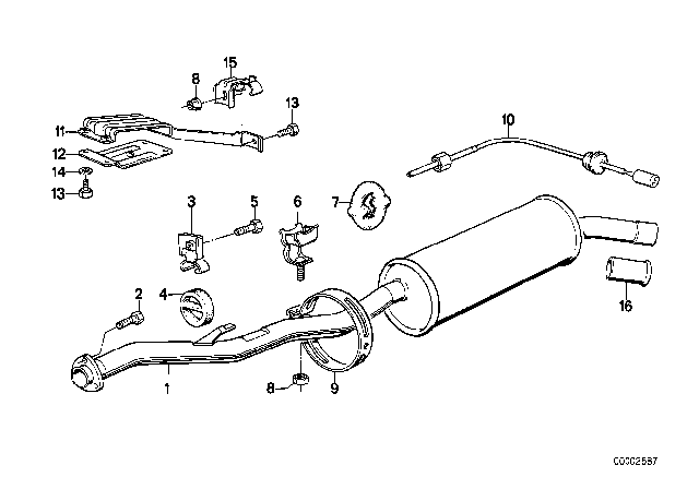 1985 BMW 318i  Bracket Exhaust, Rear Diagram for 18211177828