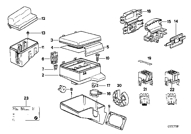 1993 BMW 535i  Stick-On Label In Fuse Box Diagram for 61131391971