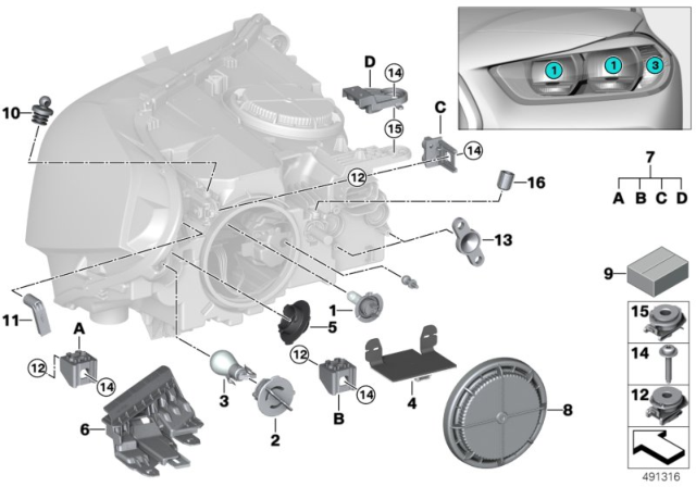 2020 BMW X2  Cover, Sealing Diagram for 63117217008