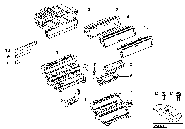 2002 BMW 325i  Instrument Panel, Switch Centre Diagram for 51167001408