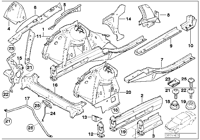 2004 BMW 760Li Wheel-House Inner Panel, Rear Left Diagram for 41137044409