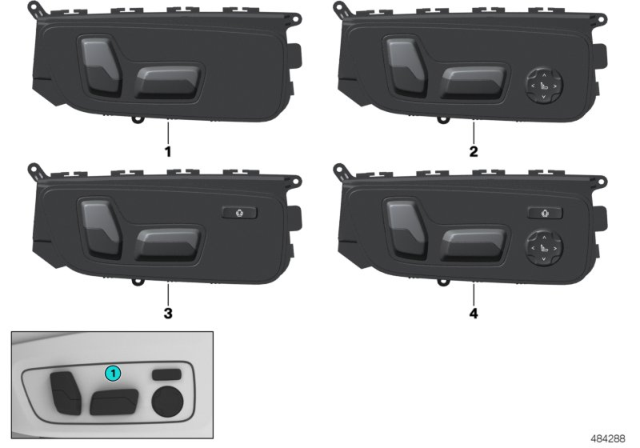 2020 BMW X3 M  SEAT ADJUSTMENT SWITCH, RIGH Diagram for 61316801474