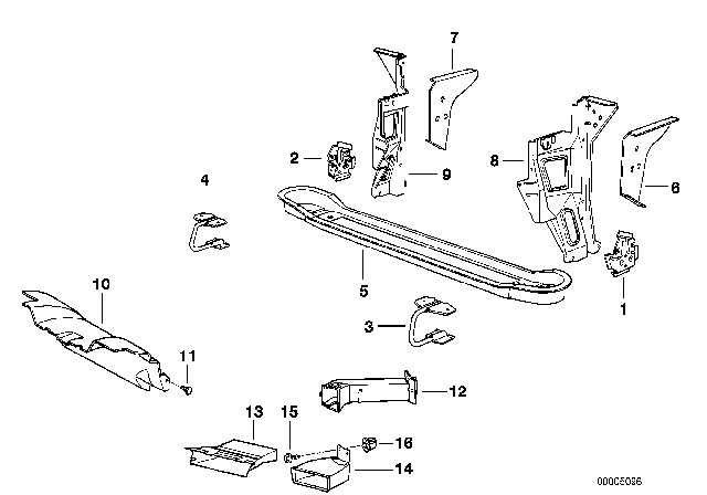 1989 BMW 750iL  Support Bumper Bracket Left Diagram for 41141958041