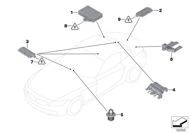 2006 BMW 323i  Interior Aerial, Comfort Access Diagram for 61356922211