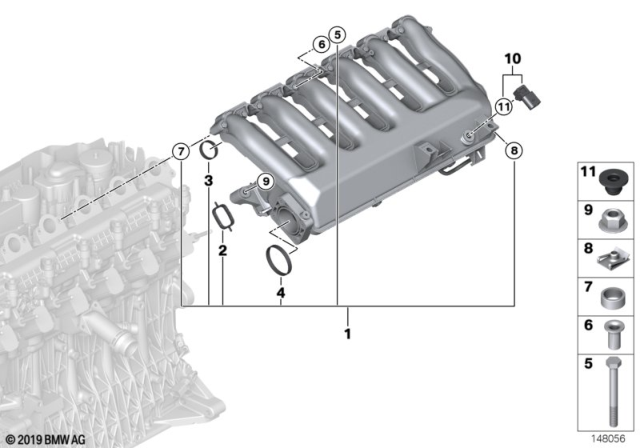 2011 BMW 335d  Profile-Gasket Diagram for 11612246945