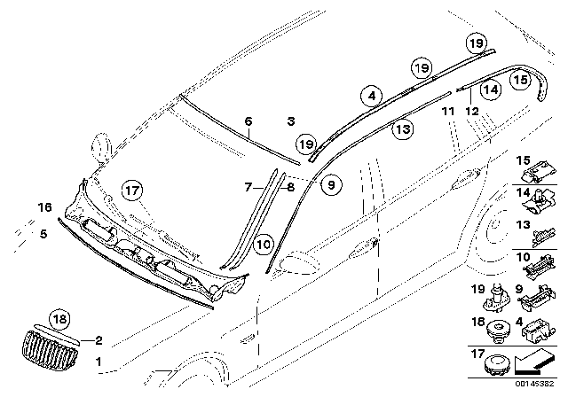 2008 BMW 328i  Moulding, Side Frame, Rear Left Diagram for 51137129665