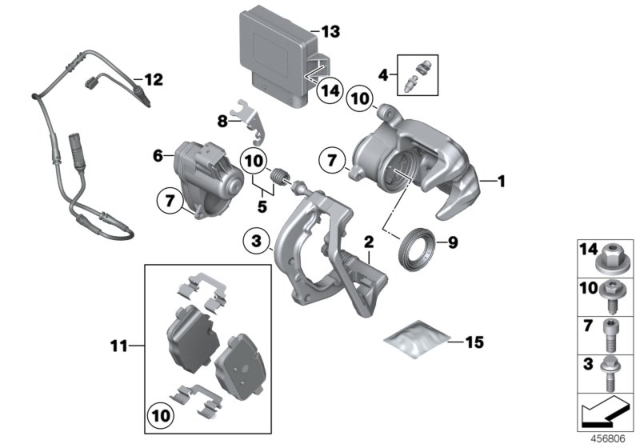 2013 BMW 650i  Disc Brake Pad Set Rear Diagram for 34216857805
