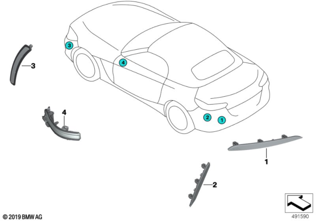 2020 BMW Z4  SIDE MARKER LIGHT, LEFT Diagram for 63147456341