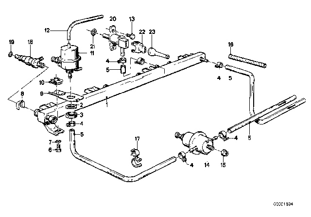 1986 BMW 528e  Hose Clamp Diagram for 13311278232