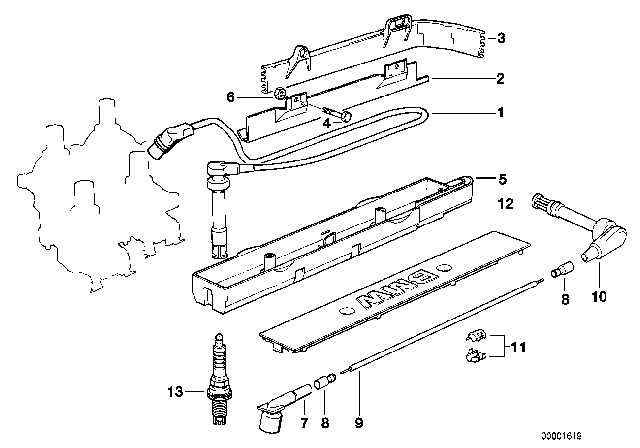 1994 BMW 318is  Ignition Wire Diagram for 12121247511