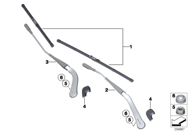 2009 BMW 328i xDrive  Windshield Wiper Arm Right Diagram for 61617171641