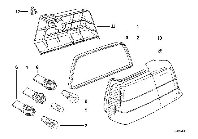 1996 BMW 328i Bulb Socket Diagram for 63211387697