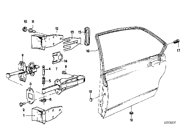 1983 BMW 733i  Door Brake Diagram for 41511846360