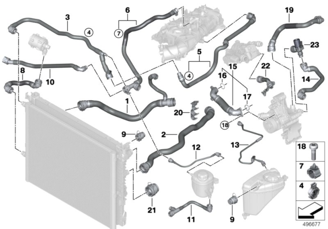 2020 BMW 530i  Electric Coolant Pump Pipe Diagram for 17128678498