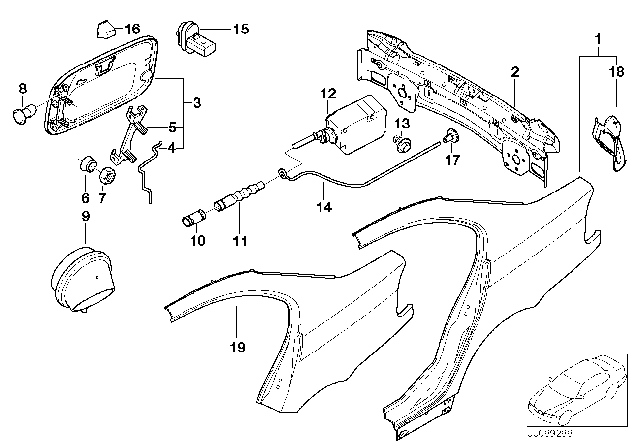 2002 BMW 330i  Complete Tail Trim Diagram for 41347063570
