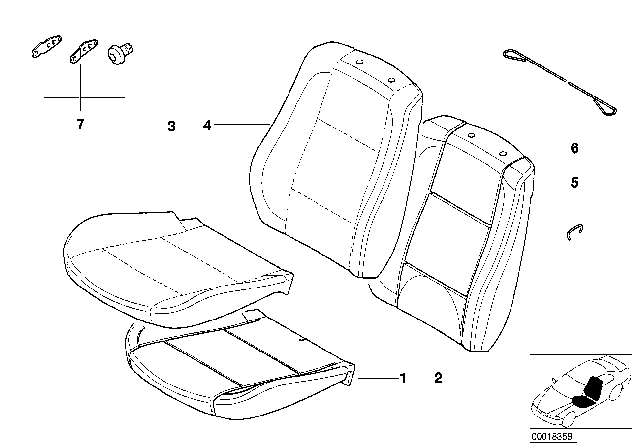 2001 BMW X5  Cover Backrest, Imitation Leather Diagram for 52107008163