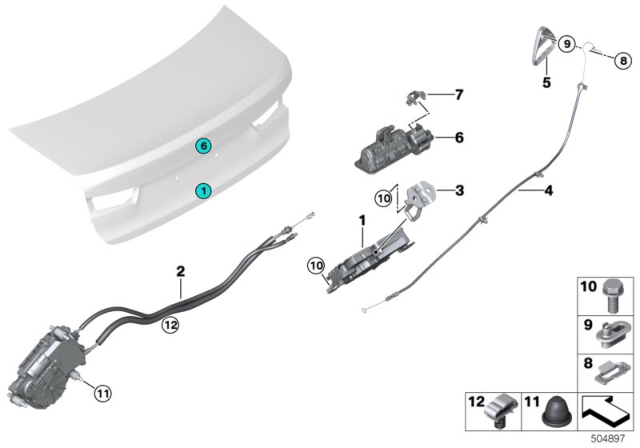 2020 BMW 330i  BOWDEN CABLE, EMERGENCY UNLO Diagram for 51497430621