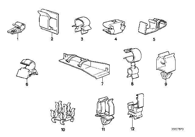 1985 BMW 524td  Cable Holder Diagram for 61131370421