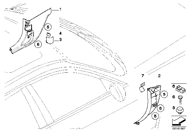 2013 BMW 335i  Lateral Trim Panel Front Left Diagram for 51436957127
