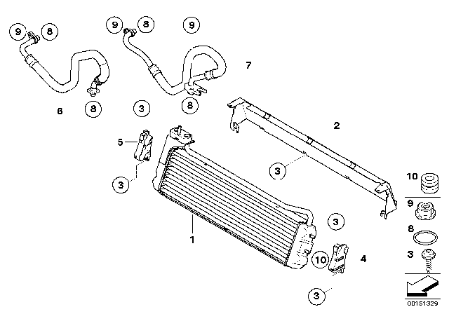 2007 BMW M5  Oil Cooling Pipe Outlet Diagram for 17222282912