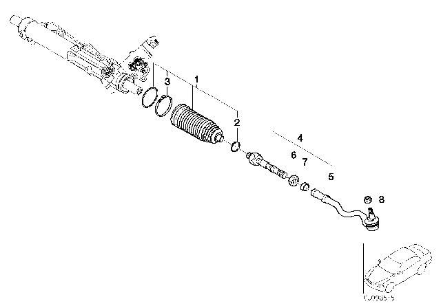 2005 BMW X3  Tie Rod End Diagram for 32303418202