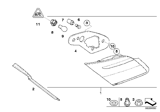 2007 BMW 760Li  Gasket, Rear Light, Trunk Lid, Left Diagram for 63217162073