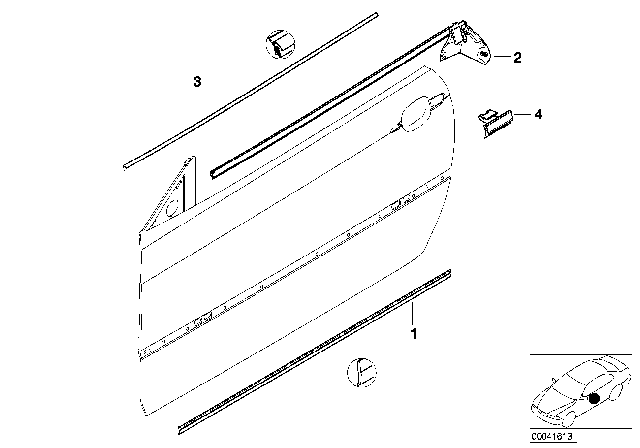 2006 BMW M3 Inner Left Window Channel Cover Diagram for 51328194731