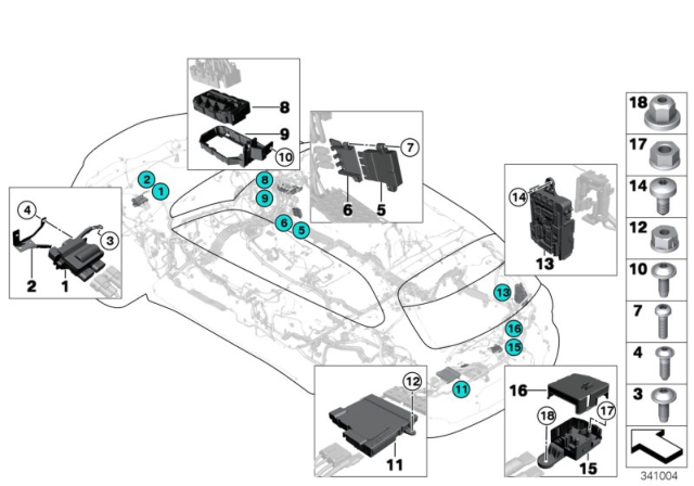 2017 BMW X5  B+ Distributor, Rear Diagram for 61146826201