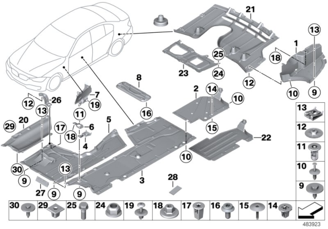 2019 BMW 330i GT xDrive  Bracket Underfloor Panelling, Centre Front Diagram for 51757241832