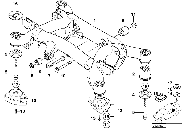 2000 BMW 540i  Rear Axle Carrier Diagram for 33311097248