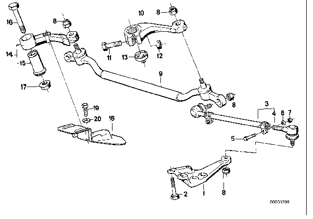 1991 BMW 735i  Drop Arm Diagram for 32211137467