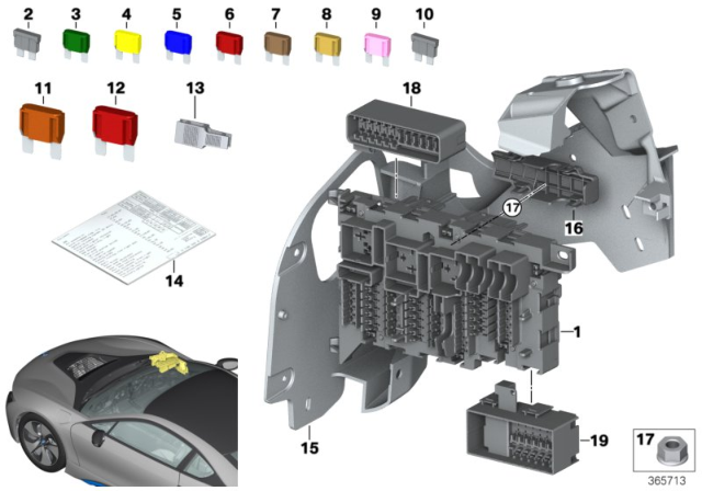 2016 BMW i8  Fuse Mini, Green Diagram for 61139230533