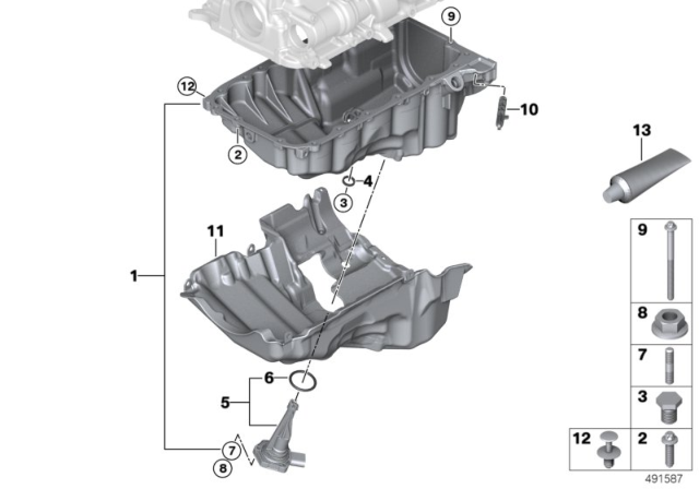 2020 BMW 530i  ACOUSTIC COVER FOR OIL PAN Diagram for 11148580088