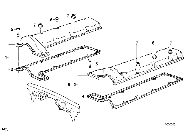 1995 BMW 850CSi Rocker Box Cover Right Diagram for 11121725808