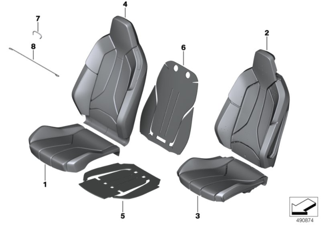 2020 BMW i8 FOAM PAD SPORT BACKREST LEFT Diagram for 52107455547