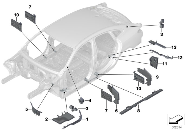 2020 BMW 228i xDrive Gran Coupe Shaped Part, Side Member, Left Diagram for 41117287135