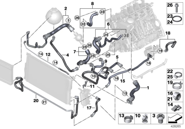 2012 BMW 528i  Hose Clamp Diagram for 17127619697