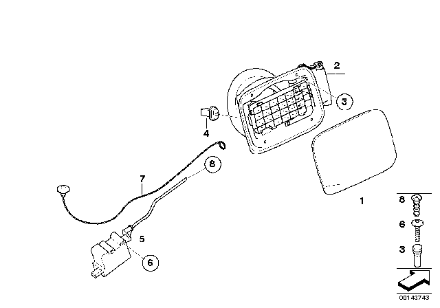 2010 BMW 328i xDrive  Filler Flap Actuator Diagram for 67116985880