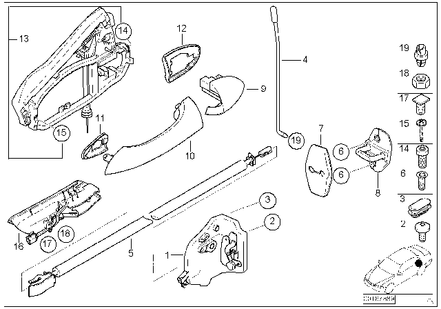 2006 BMW X5  Motor Actuator Door Lock, Left Diagram for 51228402601